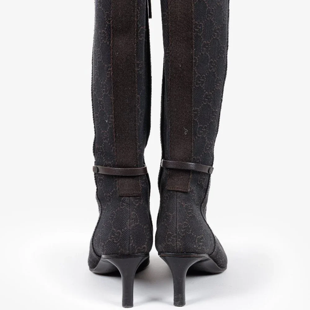 *SOLD* Gucci GG Monogram Canvas Espresso Brown Boots - Picture 3 of 12